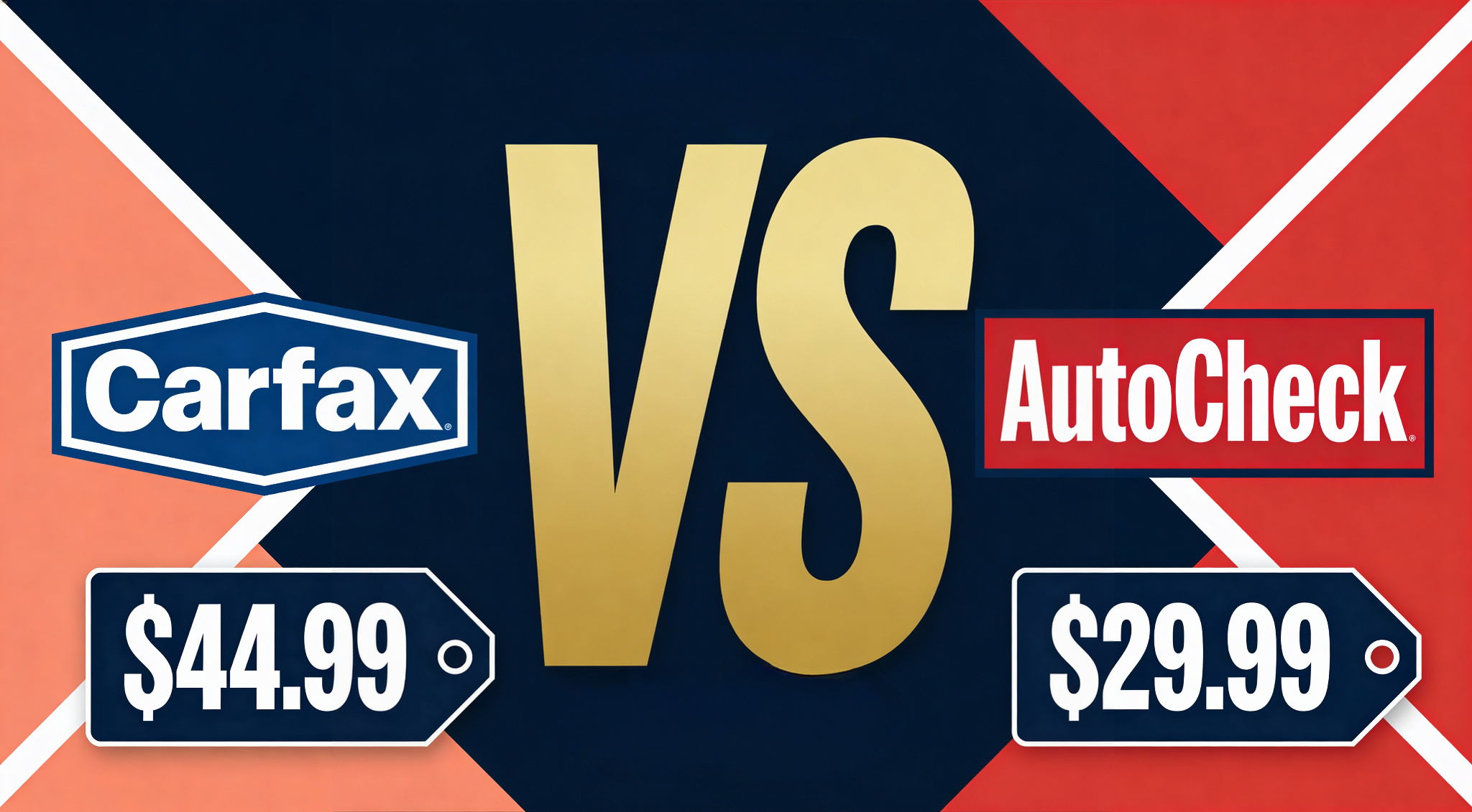 Carfax vs AutoCheck head-to-head comparison showing features, pricing, and strengths